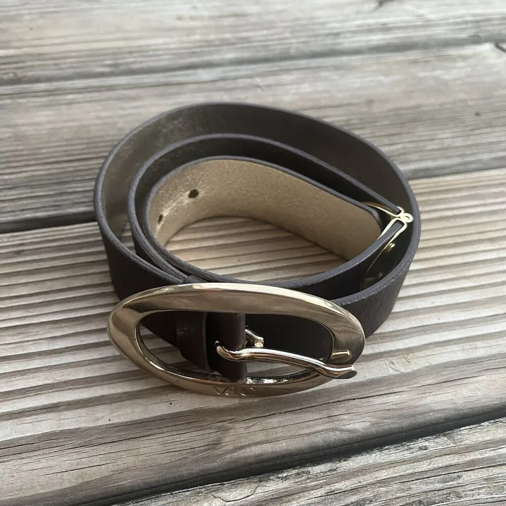 Vintage VJC Versace Jeans Couture Brown Leather Hinge Belt Italy 85 39
